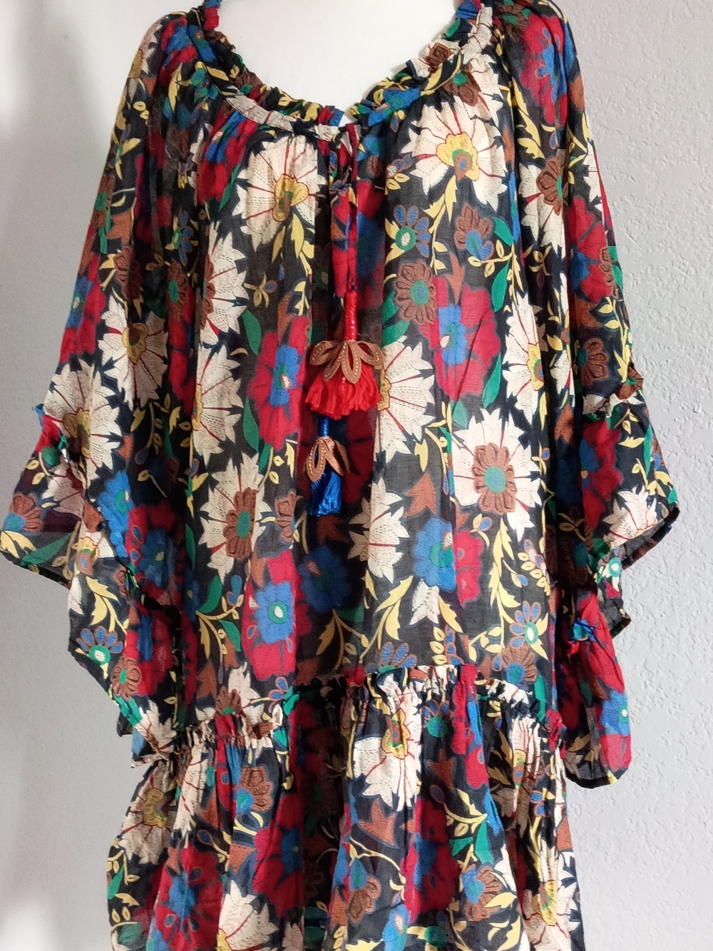 Anjuna Floral Boho Chic Peasant Bell Sleeve Dress Trendy Fall Styles Fall Layers